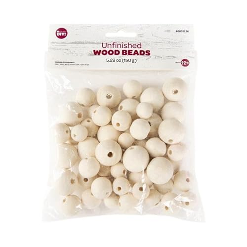 CousinDIY Unlackierte runde Holzperlen, 150 g, verschiedene Größen von CousinDIY