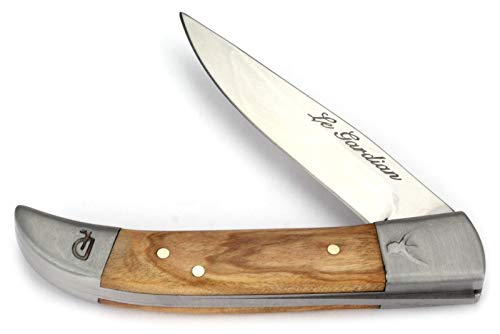 Le Camarguais Taschenmesser Frankreich - Modell Le Gardian - Griff Olivenholz - Französisches 10 cm Messer - Klinge 8,5 cm von Coutellerie Le Camarguais