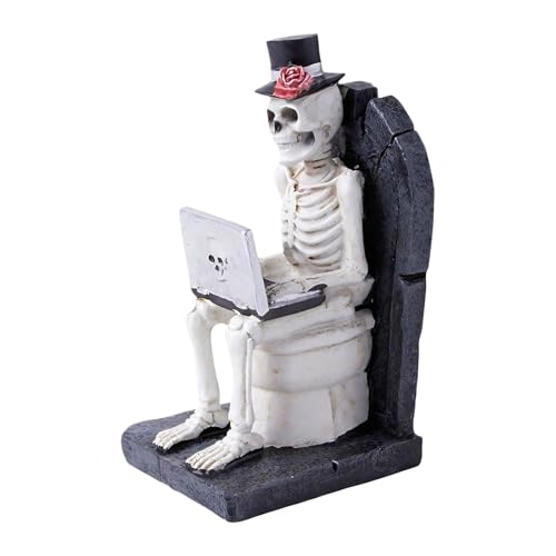 Halloween Lustige Blick Auf Computer Statue Ornamente Atmosphäre Dekoration Dekorationen Schreibtisch Organizer Schwarz (One Size) von Covermason