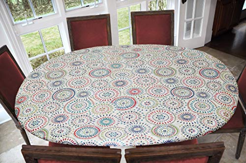 Tischdecke fürs Zuhause, Tisch-Decken mit gesäumten Rändern, einer Unterseite aus Flanell und mit Vinyl verstärkt, Multi-Color Geometric, Oblong/Oval von Covers For The Home