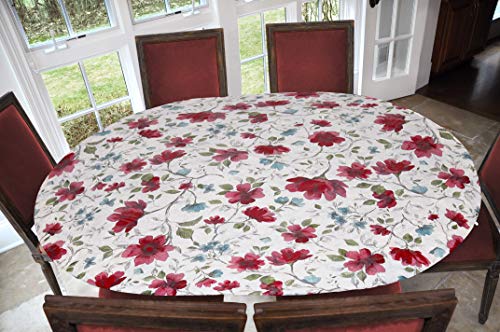 Tischdecke fürs Zuhause, Tisch-Decken mit gesäumten Rändern, einer Unterseite aus Flanell und mit Vinyl verstärkt, Vinyl, Watercolor Floral, Oblong/Oval von Covers For The Home