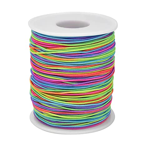 100m Elastische Schnur, Perlenschnur Regenbogen, Farbe Stretch Nylonschnur, Elastische Faden Schmuckherstellung Stretchfaden Crafting String Seil für DIY Halskette Armband Handwerk 1mm von Coyanyu