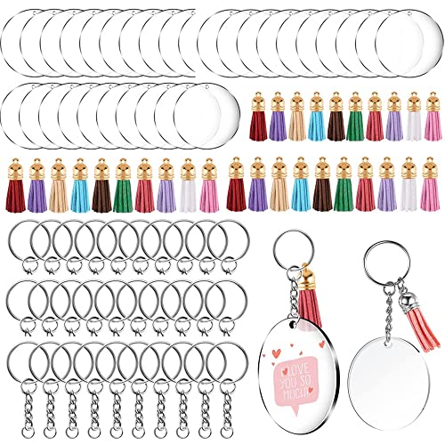 90 Stück Acryl Transparente Kreis Scheiben Set, Runde Mehrfarige Troddel DIY Schlüsselanhänger Set mit Quasten Anhänger Schlüsselring für DIY Projekte und Basteln 30 Sätze 90 Stück Acryl Transparente Kreis Scheiben Set, Runde Mehrfarige Troddel DIY Schlüsselanhänger Set mit Quasten Anhänger Schlüsselring für DIY Projekte und Basteln 30 Sätze von Coyanyu