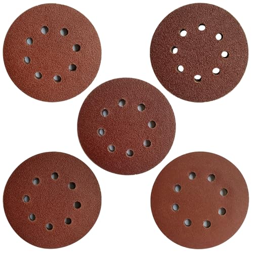 Schleifpapier 125mm Klett, 50 Stück Exzenterschleifer Schleifpapier Profi 8 Loch Schleifscheiben Klett, Mit Körnung 36/40/60/80/120 von Coyoax