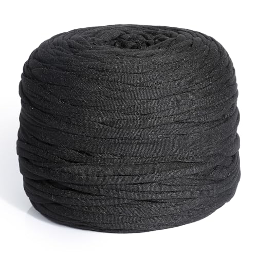 Cozary 100m Häkelgarn, Baumwollgarn Zum Häkeln, Weiches, Langlebiges Häkelgarn für Anfänger, 2,2 cm Breite, Ideal für Häkeln & Stricken, perfekt für Taschen, Decken und Heimdekoration (Schwarz) Cozary 100m Häkelgarn, Baumwollgarn Zum Häkeln, Weiches, Langlebiges Häkelgarn für Anfänger, 2,2 cm Breite, Ideal für Häkeln & Stricken, perfekt für Taschen, Decken und Heimdekoration (Schwarz) von Cozary
