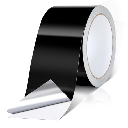 Cozary Aluminium Klebeband Schwarz,50mmx20m Aluband Selbstklebend,Aluminium Dichtband Band zum Reperaturband Alu Klebeband Hitzebeständig Aluminiumklebeband von Cozary