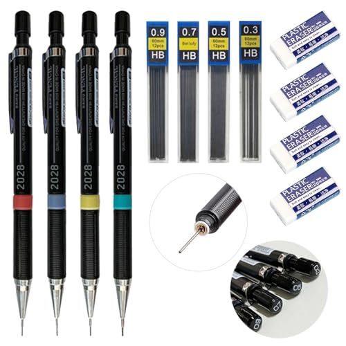 Cozevdnt 4 Stück Druckbleistifte Set, 4 Tuben Bleistiftmine HB Mienenbleistift und 4 Stück Radiergummi, für technische Zeichnungen und Konstruktionszeichnungen, Schreiben und Hausaufgaben Cozevdnt 4 Stück Druckbleistifte Set, 4 Tuben Bleistiftmine HB Mienenbleistift und 4 Stück Radiergummi, für technische Zeichnungen und Konstruktionszeichnungen, Schreiben und Hausaufgaben von Cozevdnt