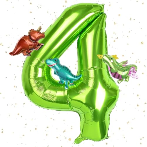 40 Zoll Grün Zahlenballon, Zahl 4 Dinosaurier Ballon, Groß Folienballon Zahl, Grün Dinosaurier Luftballons für Geburtstagsfeier, Jubiläum Thema Party Dekoration von Cozevdnt