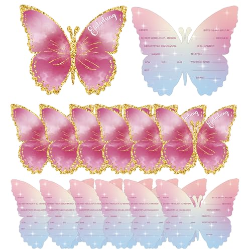 Cozevdnt 12 Stück Einladungskarten Schmetterling, Einladungskarten Kindergeburtstag Mädchen, Deutsch Einladungskarten Schmetterling, Schmetterling Geburtstag Deko Geburtstagseinladungen Mädchen Cozevdnt 12 Stück Einladungskarten Schmetterling, Einladungskarten Kindergeburtstag Mädchen, Deutsch Einladungskarten Schmetterling, Schmetterling Geburtstag Deko Geburtstagseinladungen Mädchen von Cozevdnt