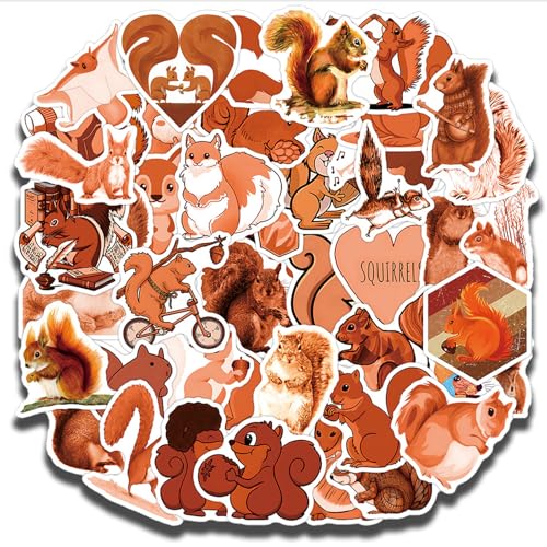 Eichhörnchen Aufkleber Deko Geschenk Pack-Set, 55 Stück Eichhörnchen Aufkleber Für Kühlschrank, Skateboard,Cartoon Squirrel Wasserdicht Niedliche Aufkleber,Jungen Kinder Geschenk,Tier Sticker von Cozevdnt