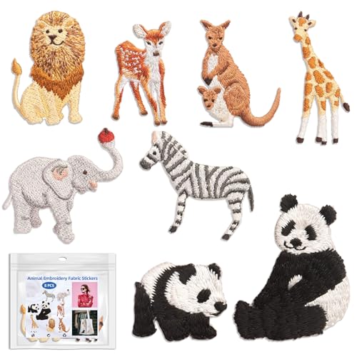 Kinder Bügelflicken Patches, 8 Stück Patches Aufnäher, Flicken Zum Aufbügeln Kinder, Tier Aufbügelflicken, Für T-Shirt,Jeans, Kleidung Taschen, Mützen, Reparieren Sie Das Loch, DIY-Zubehör von Cozevdnt