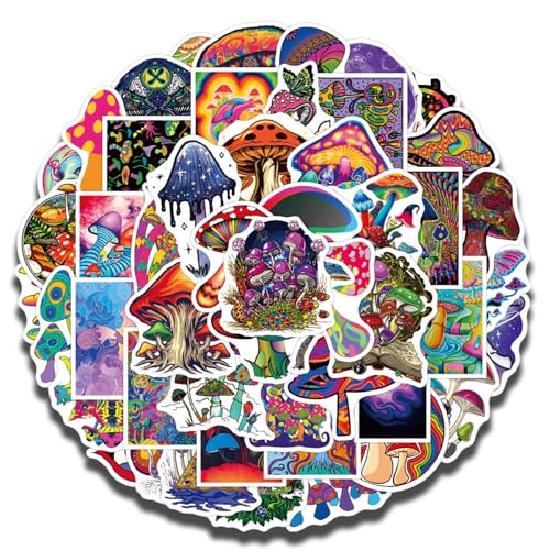 Kinder Teenager Schön Pilze Aufkleber, 50 Stück Scrapbooking Aufkleber Set Selbstklebend Blumen Pilze, Diy, Wasserdichte Vinyl Aufkleber Für Planer, Junk Journal, Sammelalbum, Papier,Laptop von Cozevdnt