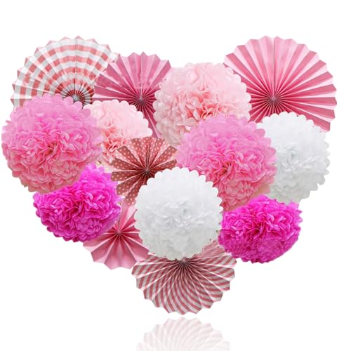 Rosa Deko Seidenpapier Pompons Dekorationen, Papier Pompoms Dekorationen, Papier FächerPompoms Hochzeits Party Dekorationen für Festival, Karneval, Geburtstags Party Dekorationen Rosa Deko Seidenpapier Pompons Dekorationen, Papier Pompoms Dekorationen, Papier FächerPompoms Hochzeits Party Dekorationen für Festival, Karneval, Geburtstags Party Dekorationen von Cozevdnt