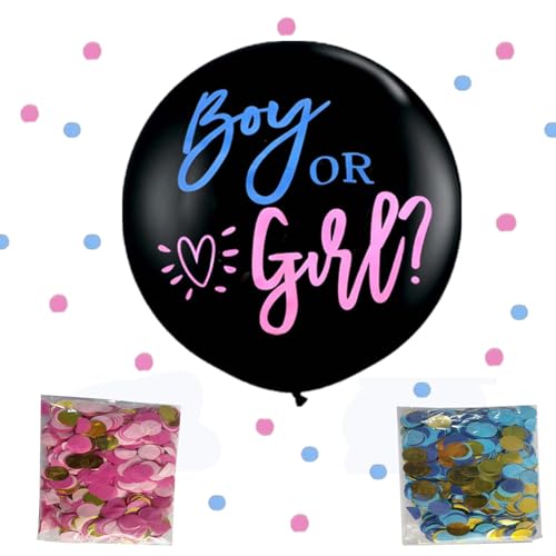 Schwarz Gender Reveal Ballon -36 Zoll Großer Boy or Girl Ballon Mit Rosa und Blauem Konfetti, for Baby Party wie Baby Shower Oder Geschlechtsankündigungen… Schwarz Gender Reveal Ballon -36 Zoll Großer Boy or Girl Ballon Mit Rosa und Blauem Konfetti, for Baby Party wie Baby Shower Oder Geschlechtsankündigungen… von Cozevdnt