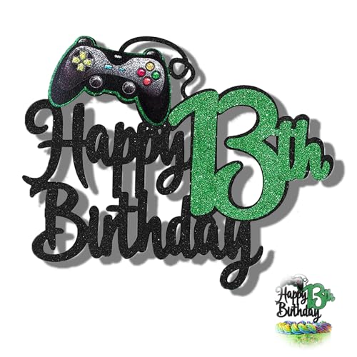 Tortenaufsatz "Happy 13th Birthday", 1 x Spielkonsolen-Kuchenaufsatz, Dekoration für Teenager, Jungen, Kinder, Gaming-Geburtstags-Fans, Partygeschenke Tortenaufsatz "Happy 13th Birthday", 1 x Spielkonsolen-Kuchenaufsatz, Dekoration für Teenager, Jungen, Kinder, Gaming-Geburtstags-Fans, Partygeschenke von Cozevdnt