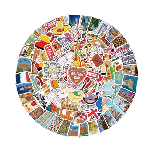 Wasserfeste Vinyl Travel Koffer Sticker, 100 Stück Reisen Aufkleber Kofferaufkleber, Kinder Teen Koffer Laptop Telefon Gitarre Motorrad Fahrrad Helm Skateboard Deko Sticker Wasserfeste Vinyl Travel Koffer Sticker, 100 Stück Reisen Aufkleber Kofferaufkleber, Kinder Teen Koffer Laptop Telefon Gitarre Motorrad Fahrrad Helm Skateboard Deko Sticker von Cozevdnt