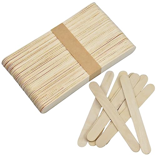 Cozlly 100 Stk 15 x 1.8 cm Holzstäbchen Eisstiele, Breit Holzspachtel zum Basteln, Natur Bastelholz Birke, Holzstiele Holzmundspatel, Bastelholz für Kinder DIY, Eis selber Machen von Cozlly