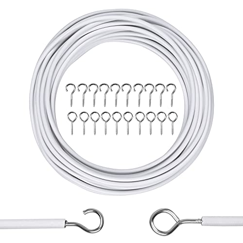 Cozlly 10m Vorhang Seil, Vorhangdraht Gardinen Draht, Gardinendraht Weiß Vorhang Drahtseil, Vorhang Draht Hängender Installationssatz, Kunststoffbeschichteter Gardinendraht mit 10 Haken und 10 Ösen Cozlly 10m Vorhang Seil, Vorhangdraht Gardinen Draht, Gardinendraht Weiß Vorhang Drahtseil, Vorhang Draht Hängender Installationssatz, Kunststoffbeschichteter Gardinendraht mit 10 Haken und 10 Ösen von Cozlly