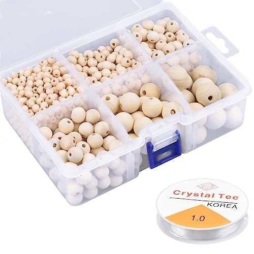 Cozlly 1105 Natürliche Runde Holzperlen, Holzkugeln mit Loch, Holzperlen zum Auffädeln,Lose Holzperlen mit 1mm Elastische Schnur und Box für DIY Schmuck Herstellung Basteln,6mm/8mm/10mm/12mm/16mm/20mm Cozlly 1105 Natürliche Runde Holzperlen, Holzkugeln mit Loch, Holzperlen zum Auffädeln,Lose Holzperlen mit 1mm Elastische Schnur und Box für DIY Schmuck Herstellung Basteln,6mm/8mm/10mm/12mm/16mm/20mm von Cozlly