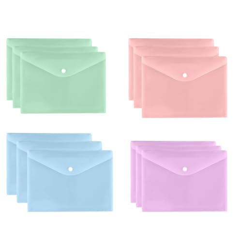 Cozlly 12 Stück Dokumententasche A4, 12 farbige Dokumentenmappe Brieftaschen, Mappen Brieftaschen Tasche mit Druckknopf, zum Dokumenten Abheften für Schule, Zuhause, Arbeit, Büro, 4 Farben Cozlly 12 Stück Dokumententasche A4, 12 farbige Dokumentenmappe Brieftaschen, Mappen Brieftaschen Tasche mit Druckknopf, zum Dokumenten Abheften für Schule, Zuhause, Arbeit, Büro, 4 Farben von Cozlly