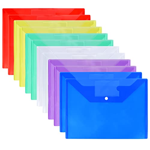 Cozlly 12 Stück Dokumententasche A4, 12 farbige Dokumentenmappe Brieftaschen, Mappen Brieftaschen Tasche mit Druckknopf, zum Dokumenten Abheften für Schule, Zuhause, Arbeit, Büro, 6 Farben von Cozlly