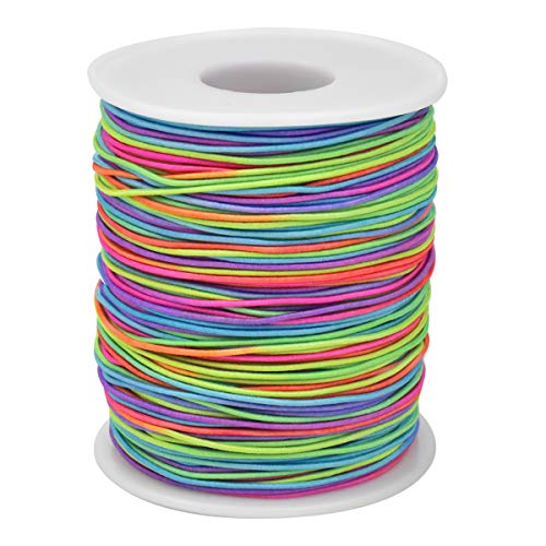 Cozlly 1mm Elastische Schnur,Regenbogen Elastisch perlenschnur Gummiband Elastische Schnur Perlen Faden Perlenschnur Stretch Schnur Bastelschnur Perlen Kordel für Kinder Schmuck Basteln Armbänder,100m von Cozlly