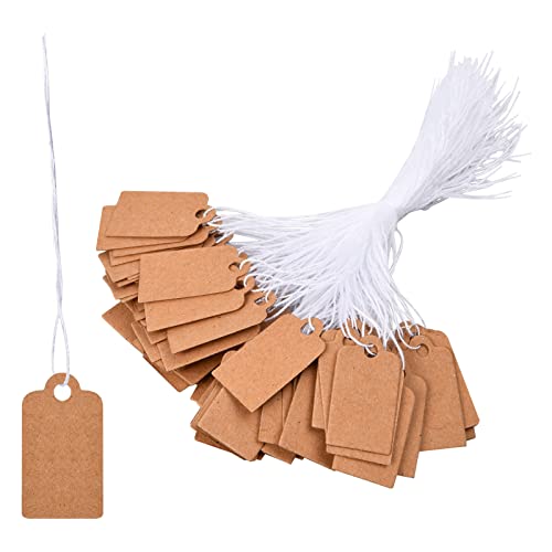 Cozlly 500 Stück Vielseitige Preisetiketten, Kraftpapier Anhänger mit Schnur - Ideal zum Beschriften von Preisen für Flohmarkt, Kleidung, Schmuck Display und als Geschenkanhänger von Cozlly