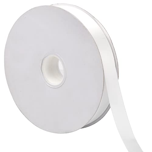 Cozlly 91m Satinbänder Seidenband, 25mm Breit Geschenkband Regenbogen Band, Dekoband Schleifenband Stoffband für Hochzeit Party Weihnachten Basteln Auto Dekoration (Weiß) von Cozlly