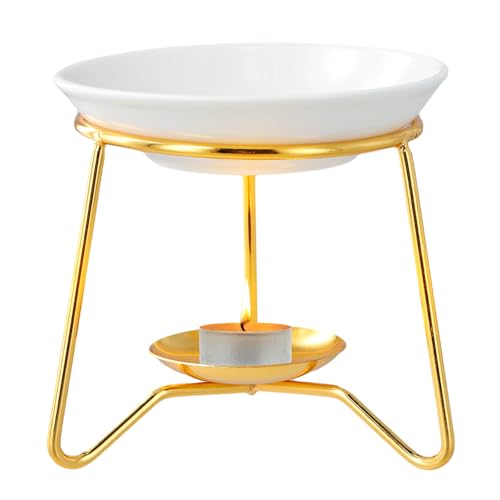 Cozlly Duftlampe für Ätherische Öle, Duftöl Lampe Schwarz, Aromalampe Teelichthalter aus Keramik und Eisen, Duftlampe Teelicht, Stövchen für Duftöle, Duftöl und Duftwachs diffusor für Zuhause (B) von Cozlly