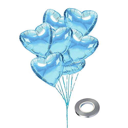 CozofLuv 25 Herzförmige Folien Heliumballons Liebe Romantische Ballons zum Geburtstag Hochzeitsvorschlag Partydekoration (Blau) von CozofLuv