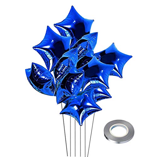 CozofLuv 25 Stück 18 Zoll Folienballons Luftballons Stern Folienballon Blau Stern Heliumballons für Geburtstag Valentinstag Hochzeit Verlobung (Blau Stern) von CozofLuv