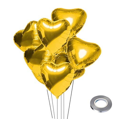 CozofLuv 25 Stück 18 Zoll Herzballons Folienballons Luftballons Herzform Heliumballons Herzluftballons für Geburtstag Valentinstag Hochzeit Verlobung (Gold) von CozofLuv