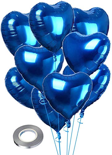 CozofLuv 25 Stück 18 Zoll Herzballons Folienballons Blau Luftballons Herzform Heliumballons Herzluftballons für Geburtstag Valentinstag Hochzeit Verlobung (Blau) von CozofLuv