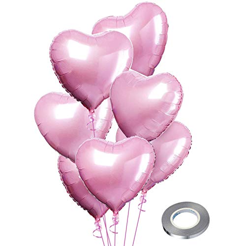 CozofLuv 25 Stück 18 Zoll Herzballons Folienballons Luftballons Herzform Heliumballons Herzluftballons für Geburtstag Valentinstag Hochzeit Verlobung (Rosa) von CozofLuv