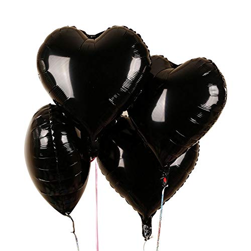 CozofLuv 25 Stück 18 Zoll Herzballons Folienballons Luftballons Herzform Heliumballons Herzluftballons für Geburtstag Valentinstag Hochzeit Verlobung (Schwarz) von CozofLuv