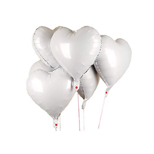 CozofLuv 25 Stück 18 Zoll Herzballons Folienballons Luftballons Herzform Heliumballons Herzluftballons für Geburtstag Valentinstag Hochzeit Verlobung (Weiß) von CozofLuv