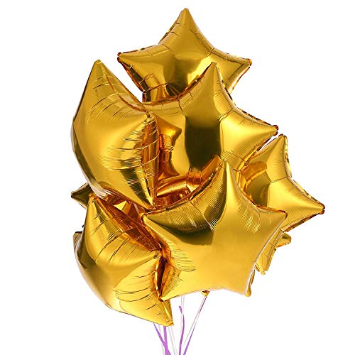 CozofLuv 25 Stück 18 Zoll Stern Folienballon Luftballons Sternluftballons Heliumballon Folienluftballon Ballone für Geburtstag, Hochzeit, Valentinstag, Weihnachtsfeierdekoration (Gold stern) von CozofLuv