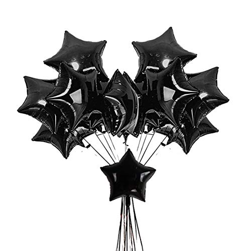CozofLuv 25 Stück 18 Zoll Stern Folienballon Luftballons Sternluftballons Heliumballon Folienluftballon Ballone für Geburtstag, Hochzeit, Valentinstag, Weihnachtsfeierdekoration (Schwarz) von CozofLuv