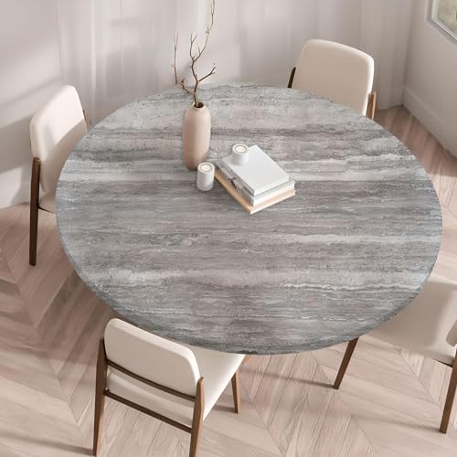 Cozomiz Elastische Tischdecke Gartentischdecke Rundtischdecke wasserdichte rutschfeste Abwischbar Schmutzabweisend Tischdecke Stein 4 60cm Runde Enge Passform von Cozomiz