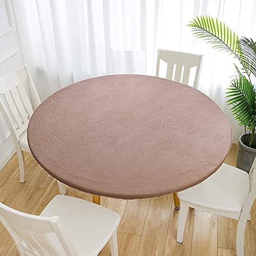 Cozomiz Jacquard Elastische Tischdecke Gartentischdecke Rundtischdecke wasserdichte rutschfeste Abwischbar Schmutzabweisend Tischdecke 110cm Runde Enge Passform Kaffee von Cozomiz