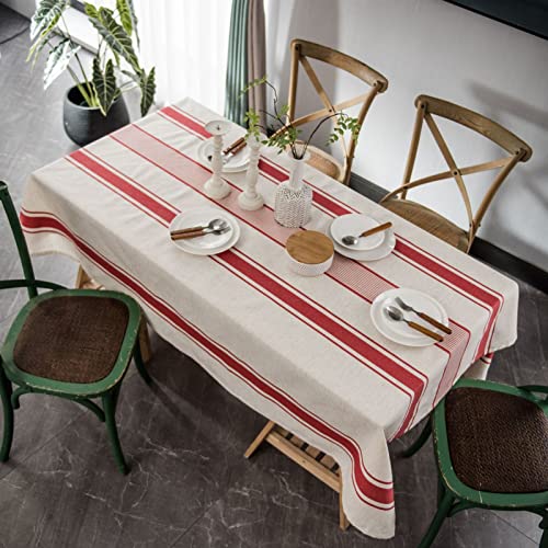 Cozomiz Streifenmuster Tischdecke Eckig Abwaschbar Tischtuch Pflegeleicht Schmutzabweisend Rechteckig Tischwäsche Tapisserie 150x213cm Rot Cozomiz Streifenmuster Tischdecke Eckig Abwaschbar Tischtuch Pflegeleicht Schmutzabweisend Rechteckig Tischwäsche Tapisserie 150x213cm Rot von Cozomiz
