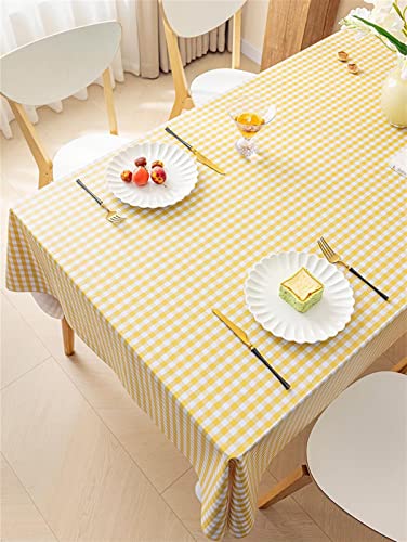 Cozomiz Tischdecke Wasserdicht Tischtuch Pflegeleicht Schmutzabweisend Rechteckig Tischwäsche Tapisserie 70x90cm Gingham Gelb von Cozomiz