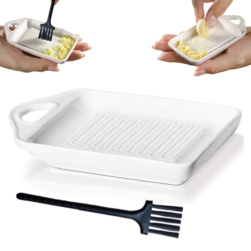 Keramik Reibe, Ngwer Knoblauch Reibe Keramikreibe mit Bürste für Familie Küche Apfelmus Zitrone Ingwer Saft Mahlen 11 x 6,8 cm Weiß Rechteck von Coztie