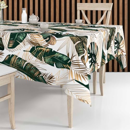 Cozy Home & Living Tischdecke 140x240 cm Rechteckig, Pflegeleicht & fleckenresistent, abwaschbar, Moderne Deko - hochwertiges Finish & Elegante Optik, Motiv: Tropische Blätter Grün & Gold Cozy Home & Living Tischdecke 140x240 cm Rechteckig, Pflegeleicht & fleckenresistent, abwaschbar, Moderne Deko - hochwertiges Finish & Elegante Optik, Motiv: Tropische Blätter Grün & Gold von Cozy Home & Living