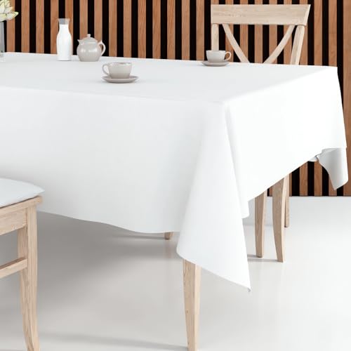 Cozy Home & Living Weiße Tischdecke 120x180 cm, Rechteckig, Klassisch Weiß Tischdecken, Elegant, Wasserabweisend, Abwaschbar, Schmutzabweisende, Fleckenresistente, aus Polyester von Cozy Home & Living