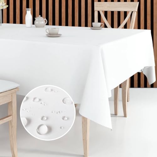 Cozy Home & Living Weiße Tischdecke 140x220 cm, Rechteckig, Klassisch Weiß Tischdecken - Elegant, Wasser- und Fleckenabweisend, Abwaschbar Cozy Home & Living Weiße Tischdecke 140x220 cm, Rechteckig, Klassisch Weiß Tischdecken - Elegant, Wasser- und Fleckenabweisend, Abwaschbar von Cozy Home & Living