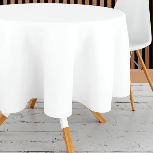 Cozy Home & Living Weiße Tischdecke 300 cm, Rund, Klassisch Weiß Tischdecken, Elegant, Wasserabweisend, Abwaschbar, Schmutzabweisende, Fleckenresistente, aus Polyester Cozy Home & Living Weiße Tischdecke 300 cm, Rund, Klassisch Weiß Tischdecken, Elegant, Wasserabweisend, Abwaschbar, Schmutzabweisende, Fleckenresistente, aus Polyester von Cozy Home & Living
