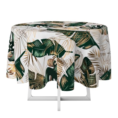 Runde Deko-Tischdecke 140 cm – weiße Blätter, Polyester, Elegante Tischdekoration Runde Deko-Tischdecke 140 cm – weiße Blätter, Polyester, Elegante Tischdekoration von Cozy Home & Living