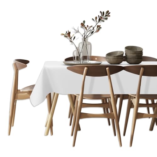 Schmutzabweisende Tischdecke 4 Seasons hochwertig strapazierfähig Weiß von Cozy Home & Living