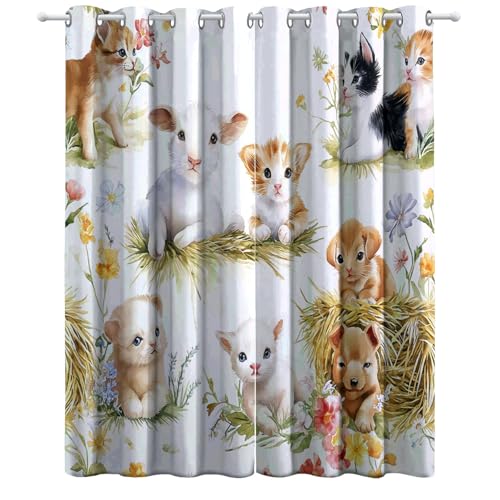 CozyRest Kinder Vorhänge Aquarell-Nutztiere Ösen Gardinen mit Blickdichte Thermo Vorhang Kälteschutz Blackout Curtain Kinderzimmer Schlafzimmer Ösenvorhang H 230 x B 117 cm CozyRest Kinder Vorhänge Aquarell-Nutztiere Ösen Gardinen mit Blickdichte Thermo Vorhang Kälteschutz Blackout Curtain Kinderzimmer Schlafzimmer Ösenvorhang H 230 x B 117 cm von CozyRest